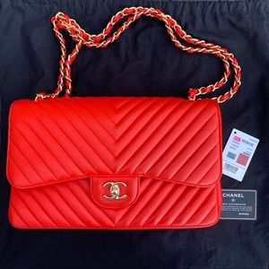 Chanel red/orange flapbag